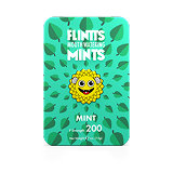 Flintts Mint Mints tin with green leafy background design, F-Strength 200.